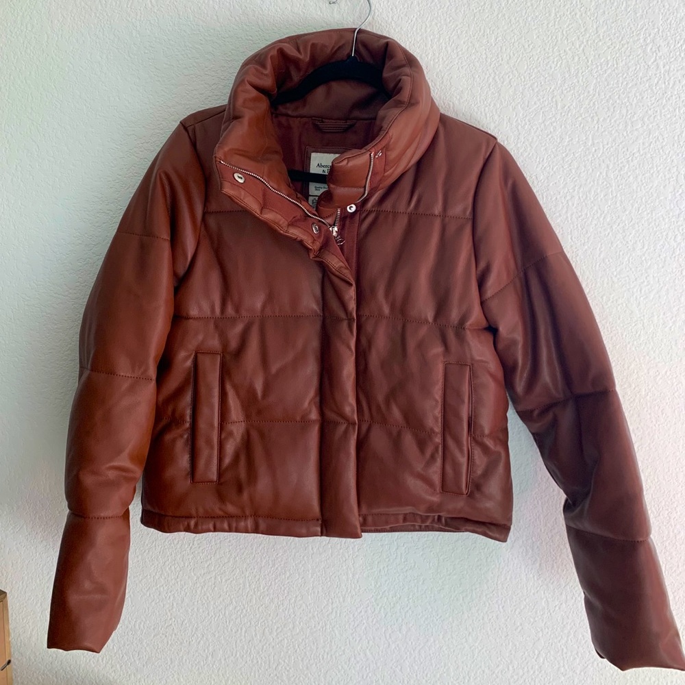 Abercrombie Vegan Leather Mini Puffer Jacket